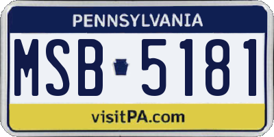 PA license plate MSB5181