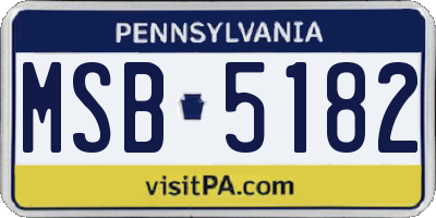 PA license plate MSB5182