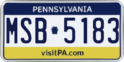 PA license plate MSB5183