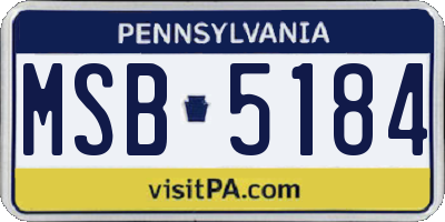 PA license plate MSB5184