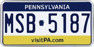 PA license plate MSB5187