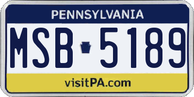 PA license plate MSB5189