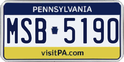 PA license plate MSB5190