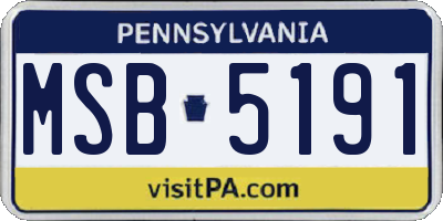PA license plate MSB5191