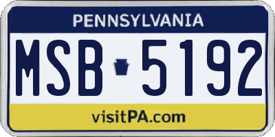 PA license plate MSB5192