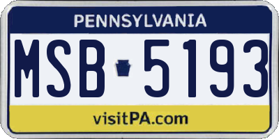 PA license plate MSB5193