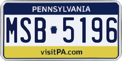 PA license plate MSB5196
