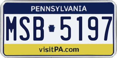 PA license plate MSB5197