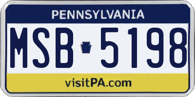 PA license plate MSB5198