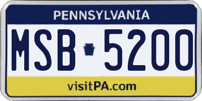 PA license plate MSB5200