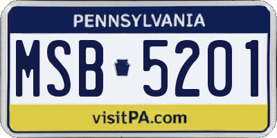 PA license plate MSB5201