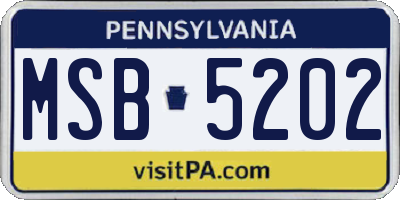 PA license plate MSB5202