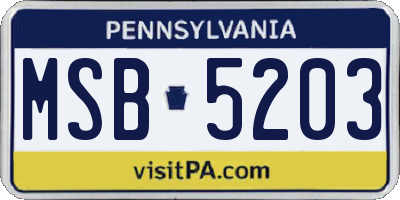 PA license plate MSB5203