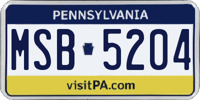 PA license plate MSB5204