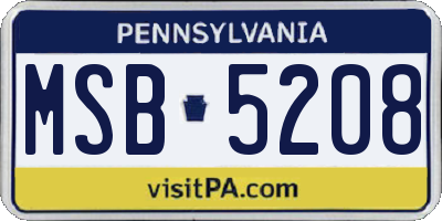 PA license plate MSB5208