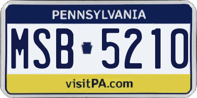 PA license plate MSB5210