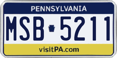 PA license plate MSB5211