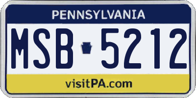 PA license plate MSB5212