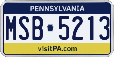 PA license plate MSB5213