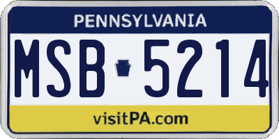 PA license plate MSB5214
