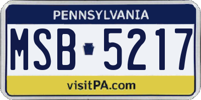 PA license plate MSB5217