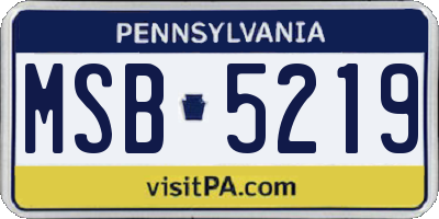 PA license plate MSB5219