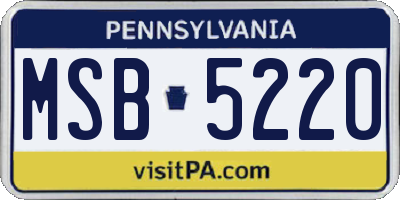PA license plate MSB5220