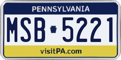 PA license plate MSB5221