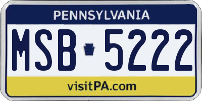 PA license plate MSB5222