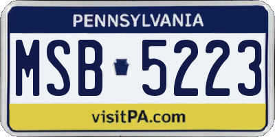 PA license plate MSB5223
