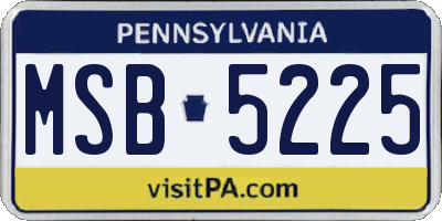 PA license plate MSB5225