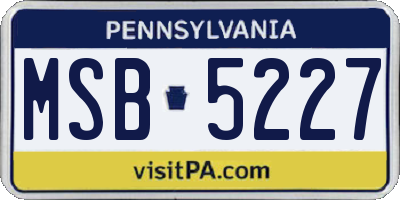 PA license plate MSB5227