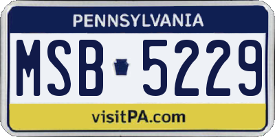 PA license plate MSB5229