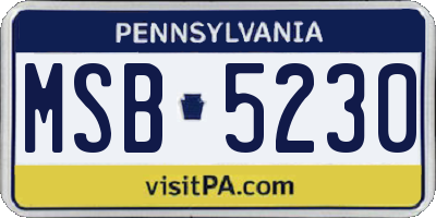 PA license plate MSB5230