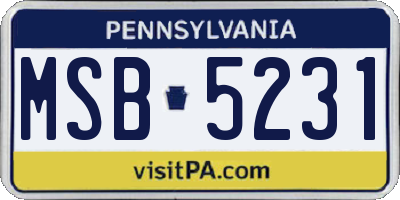 PA license plate MSB5231
