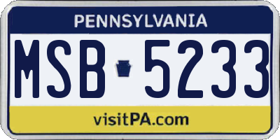 PA license plate MSB5233