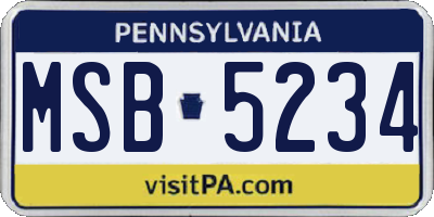 PA license plate MSB5234