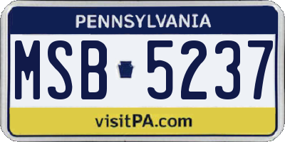 PA license plate MSB5237