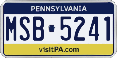 PA license plate MSB5241