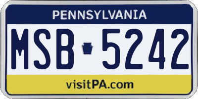 PA license plate MSB5242