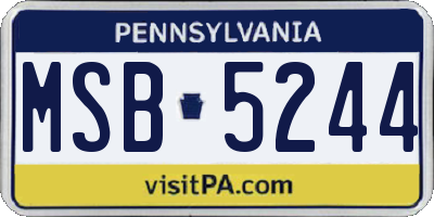 PA license plate MSB5244