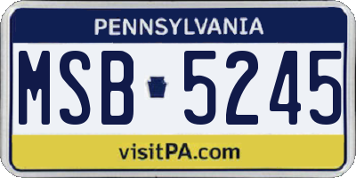PA license plate MSB5245