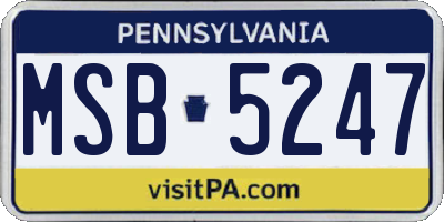PA license plate MSB5247