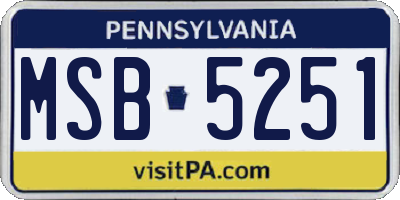 PA license plate MSB5251