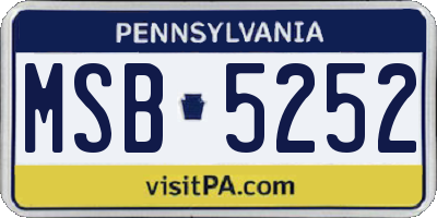 PA license plate MSB5252