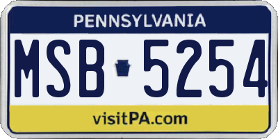 PA license plate MSB5254