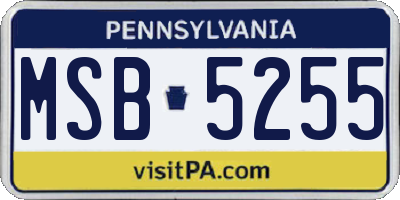 PA license plate MSB5255