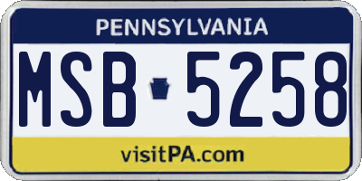 PA license plate MSB5258