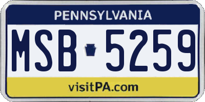 PA license plate MSB5259