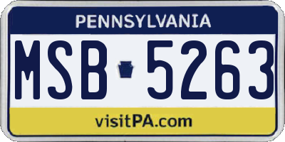 PA license plate MSB5263